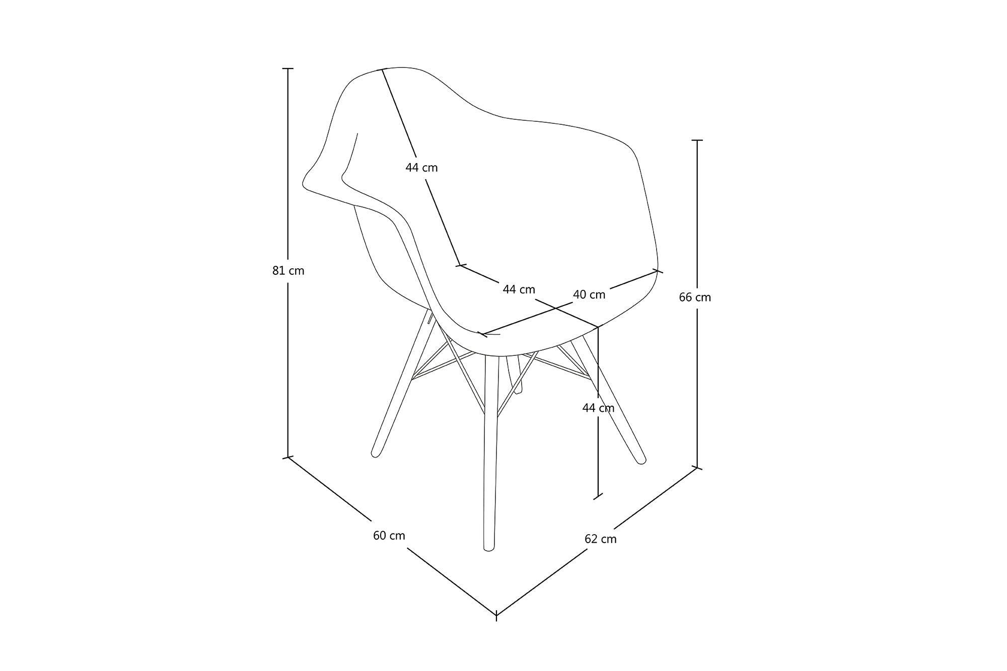 Sedia in plastica grigia, poltrona con piedi in legno (2 pz)  SD01DAPL