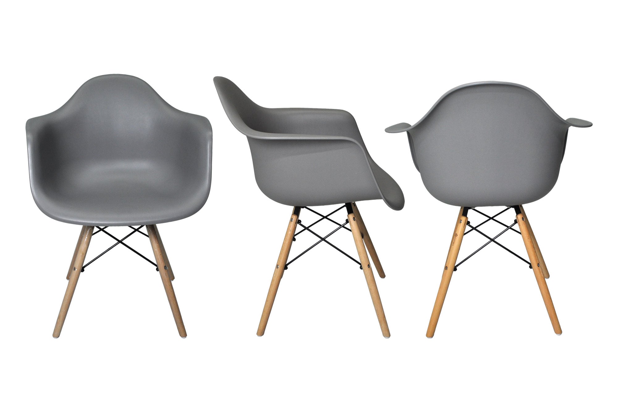 Sedia in plastica grigia, poltrona con piedi in legno (2 pz)  SD01DAPL