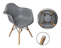 Sedia in plastica grigia, poltrona con piedi in legno (2 pz)  SD01DAPL