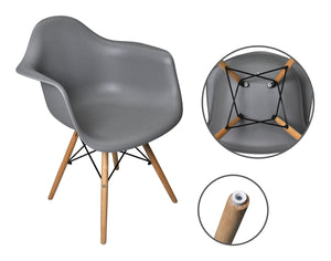 Sedia in plastica grigia, poltrona con piedi in legno (2 pz)  SD01DAPL