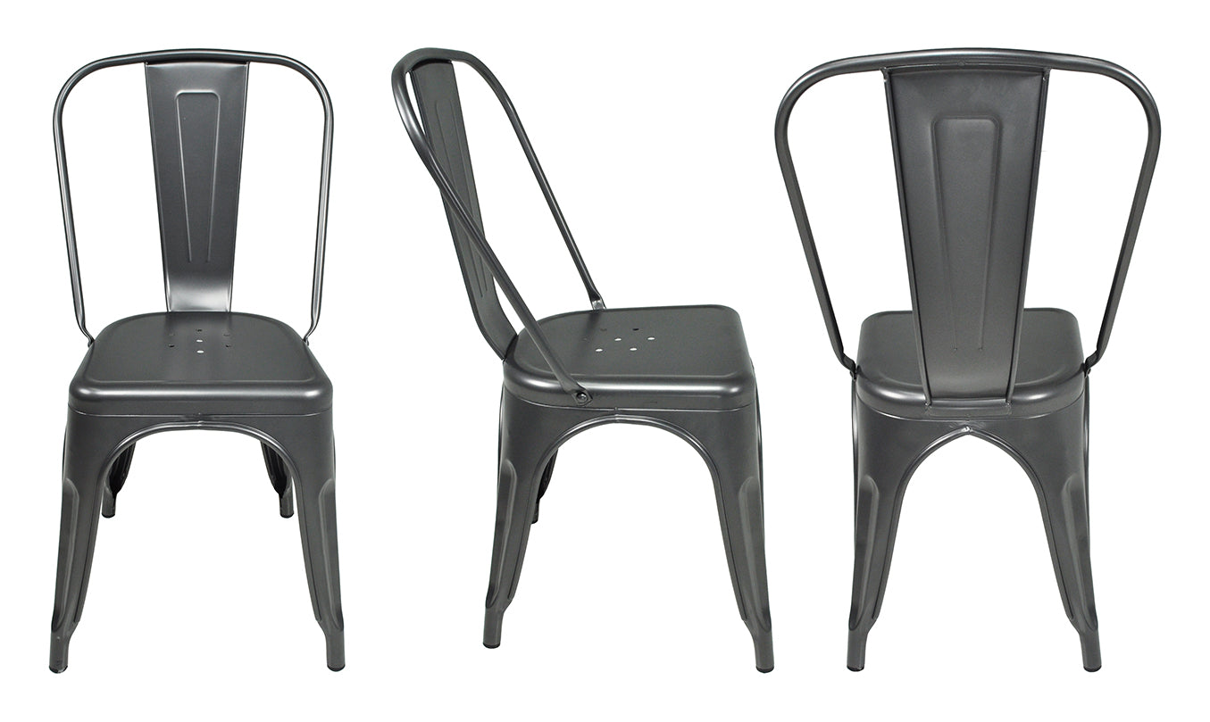 Sedia industriale in metallo, sedia impilabile mod. Maggie (2 pz.) Colore: Grigio SD01MAM