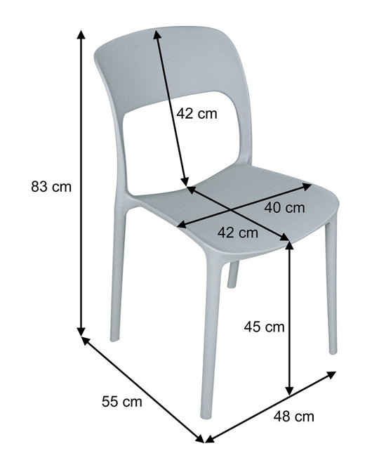 Sedia impilabile in polipropilene mod. Maya (2 pz.) Colore: Grigio chiaro SD01MAPP