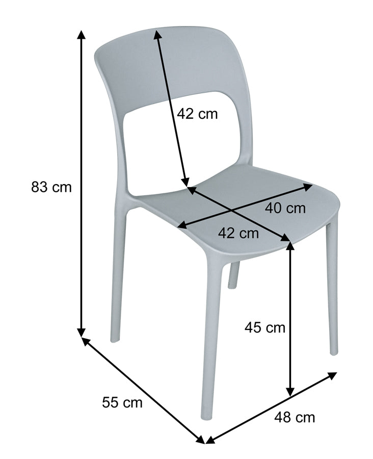 Sedia impilabile in polipropilene mod. Maya (2 pz.) Colore: Grigio chiaro SD01MAPP