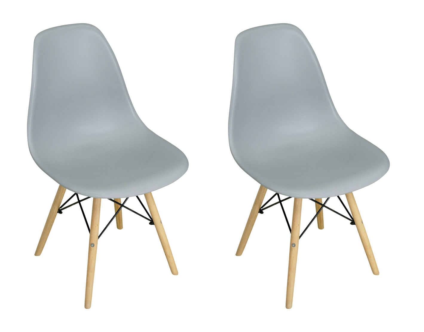 Sedia in plastica grigia con gamba, piede in legno (2 pz) - Colore: Grigio - SD01NOPL