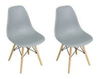 Sedia in plastica grigia con gamba, piede in legno (2 pz) - Colore: Grigio - SD01NOPL