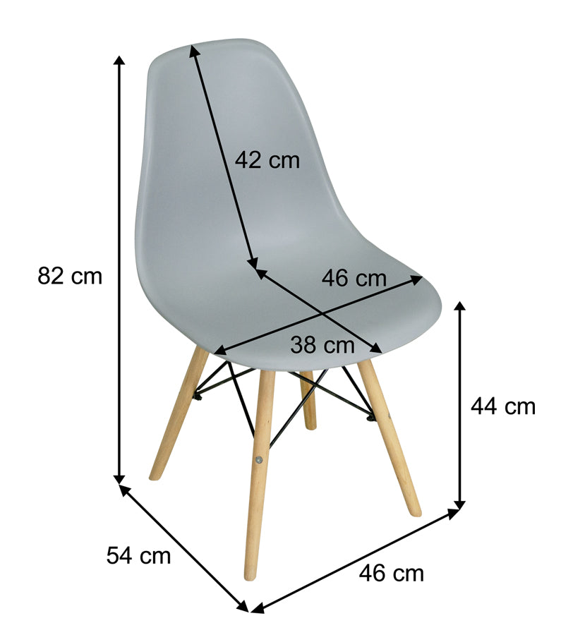 Sedia in plastica grigia con gamba, piede in legno (2 pz) - Colore: Grigio - SD01NOPL