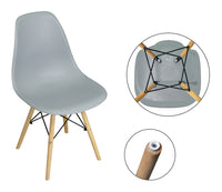 Sedia in plastica grigia con gamba, piede in legno (2 pz) - Colore: Grigio - SD01NOPL