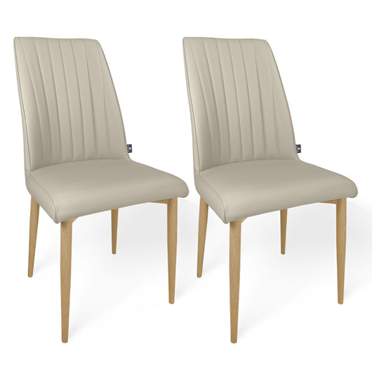 Sedia da pranzo imbottita in pelle tortora – Francine (2 Pz.)