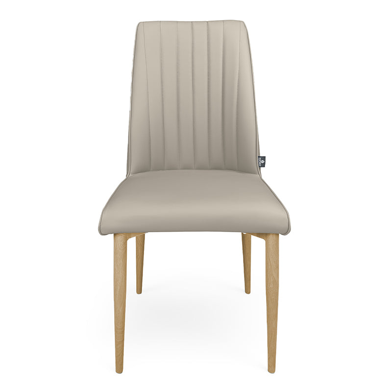 Sedia da pranzo imbottita in pelle tortora – Francine (2 Pz.)