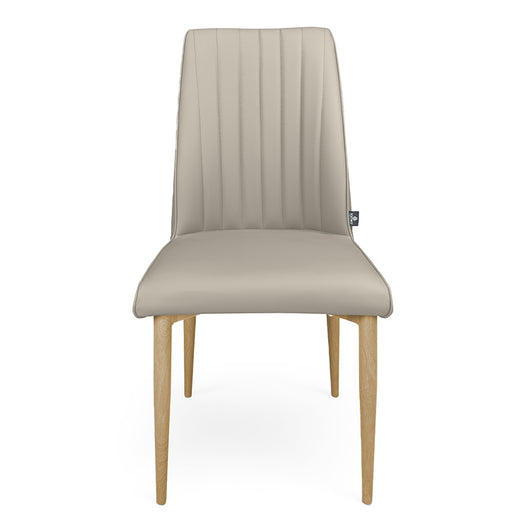 Sedia da pranzo imbottita in pelle tortora – Francine (2 Pz.)