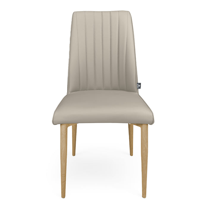 Sedia da pranzo imbottita in pelle tortora – Francine (2 Pz.)