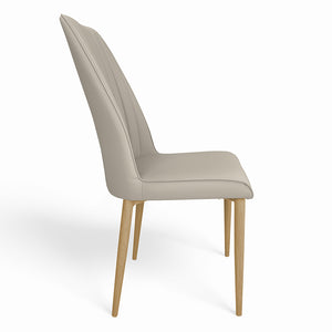 Sedia da pranzo imbottita in pelle tortora – Francine (2 Pz.)