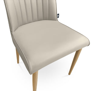 Sedia da pranzo imbottita in pelle tortora – Francine (2 Pz.)