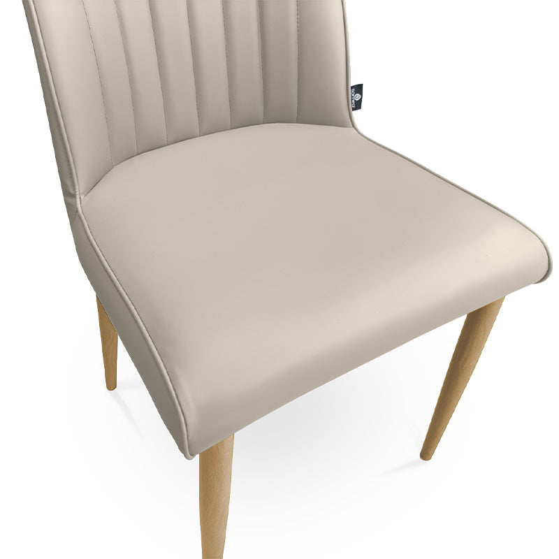 Sedia da pranzo imbottita in pelle tortora – Francine (2 Pz.)