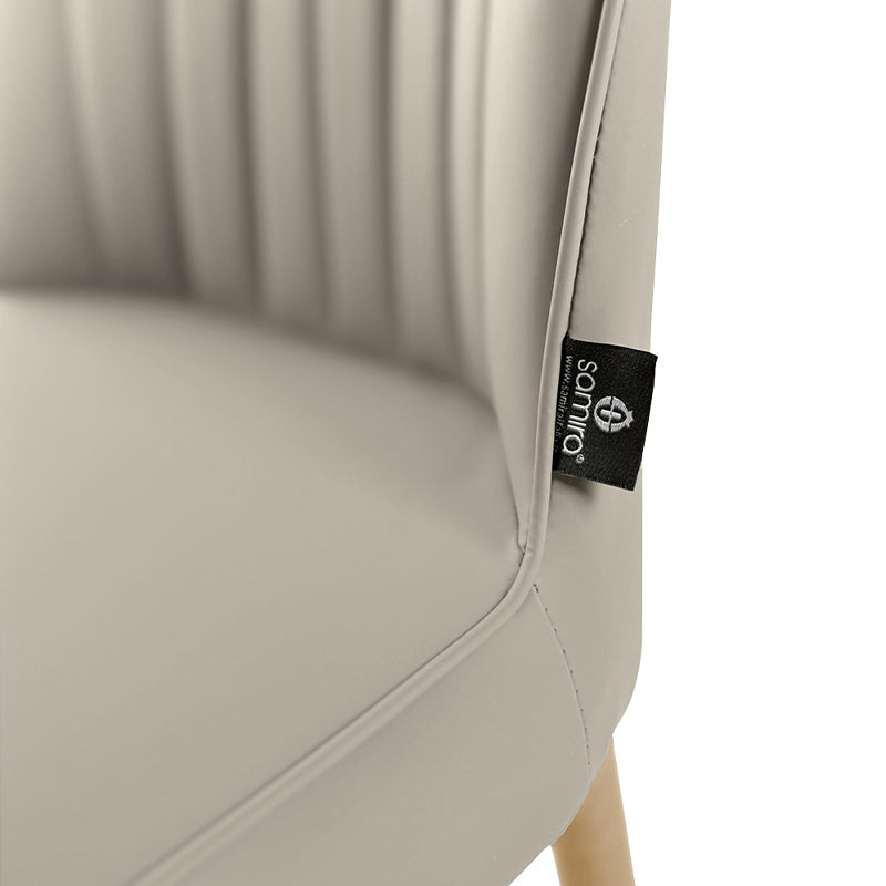 Sedia da pranzo imbottita in pelle tortora – Francine (2 Pz.)