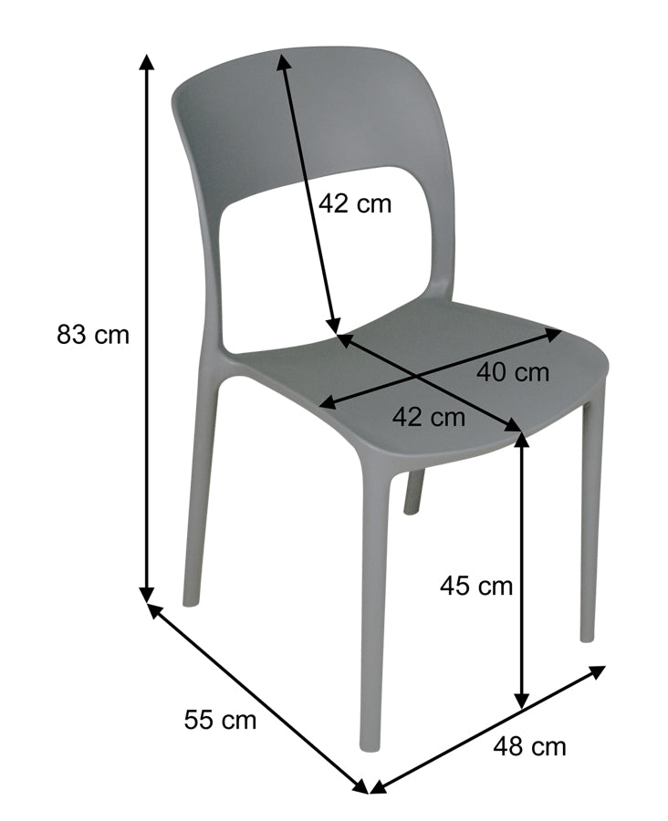 Sedia impilabile in polipropilene mod. Maya (2 pz.) Colore: Grigio scuro SD05MAPP