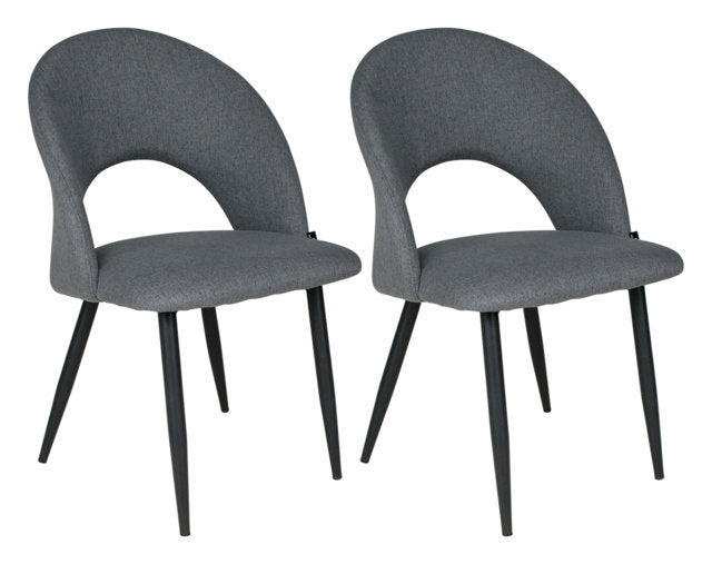 Sedia da pranzo imbottita in tessuti grigio scuro - Zoe (2 pz.) SD05ZOPM