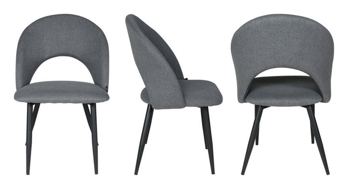 Sedia da pranzo imbottita in tessuti grigio scuro - Zoe (2 pz.) SD05ZOPM