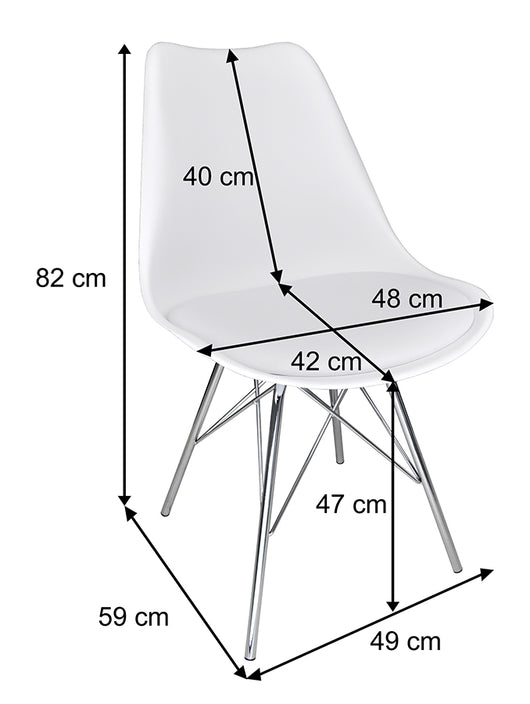 Sedia in polipropilene e piede in metallo cromato mod. Alex (2 pz.) Colore: Bianco SD08ALPM