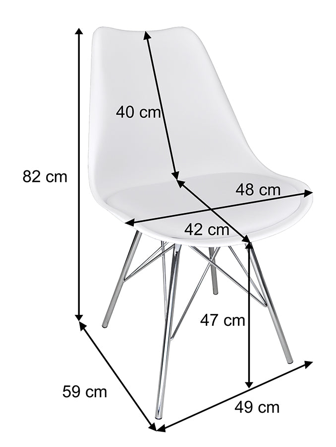 Sedia in polipropilene e piede in metallo cromato mod. Alex (2 pz.) Colore: Bianco SD08ALPM