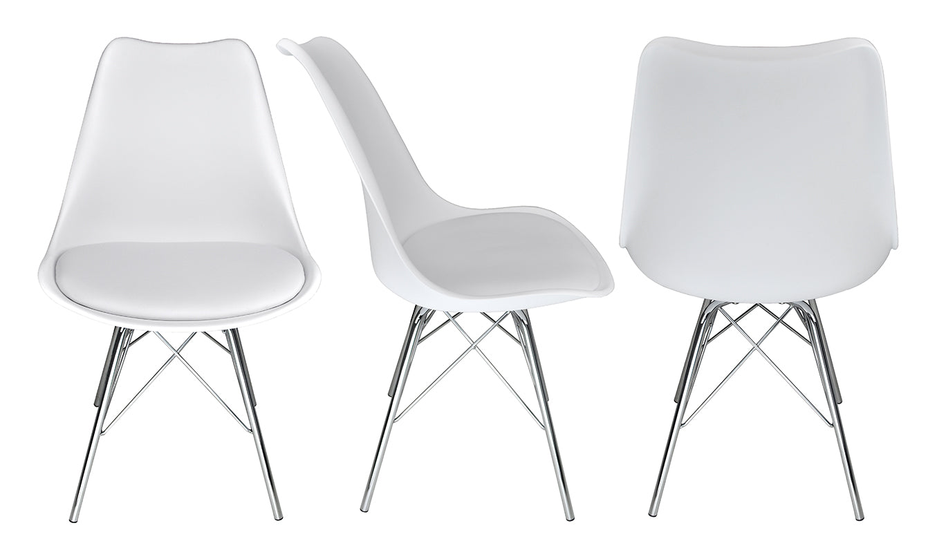 Sedia in polipropilene e piede in metallo cromato mod. Alex (2 pz.) Colore: Bianco SD08ALPM