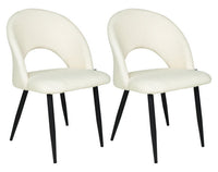 Sedia da pranzo imbottita in tessuto bianco bouclè - Zoe (2 pz.) SD08ZOPM