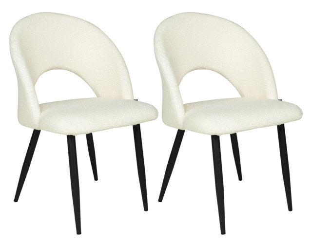 Sedia da pranzo imbottita in tessuto bianco bouclè - Zoe (2 pz.) SD08ZOPM