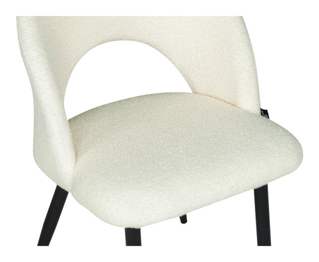 Sedia da pranzo imbottita in tessuto bianco bouclè - Zoe (2 pz.) SD08ZOPM