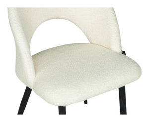 Sedia da pranzo imbottita in tessuto bianco bouclè - Zoe (2 pz.) SD08ZOPM