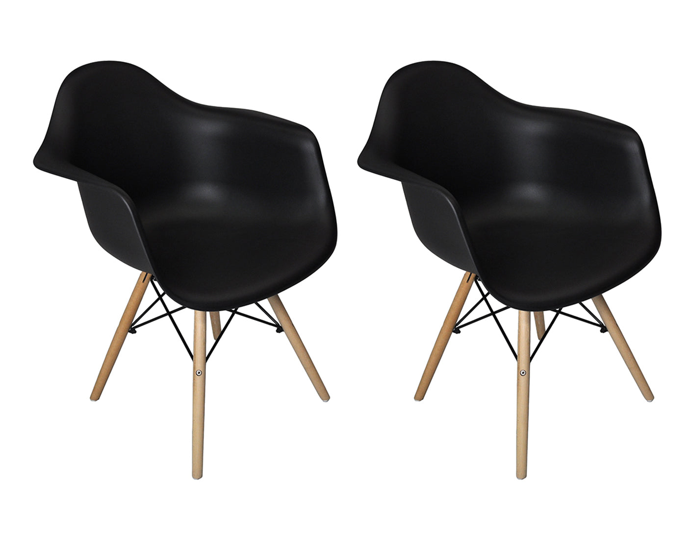 Sedia in plastica nera, poltrona con piedi in legno (2 pz)  SD10DAPL