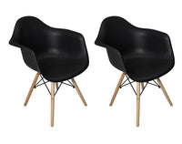 Sedia in plastica nera, poltrona con piedi in legno (2 pz)  SD10DAPL