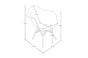 Sedia in plastica nera, poltrona con piedi in legno (2 pz)  SD10DAPL
