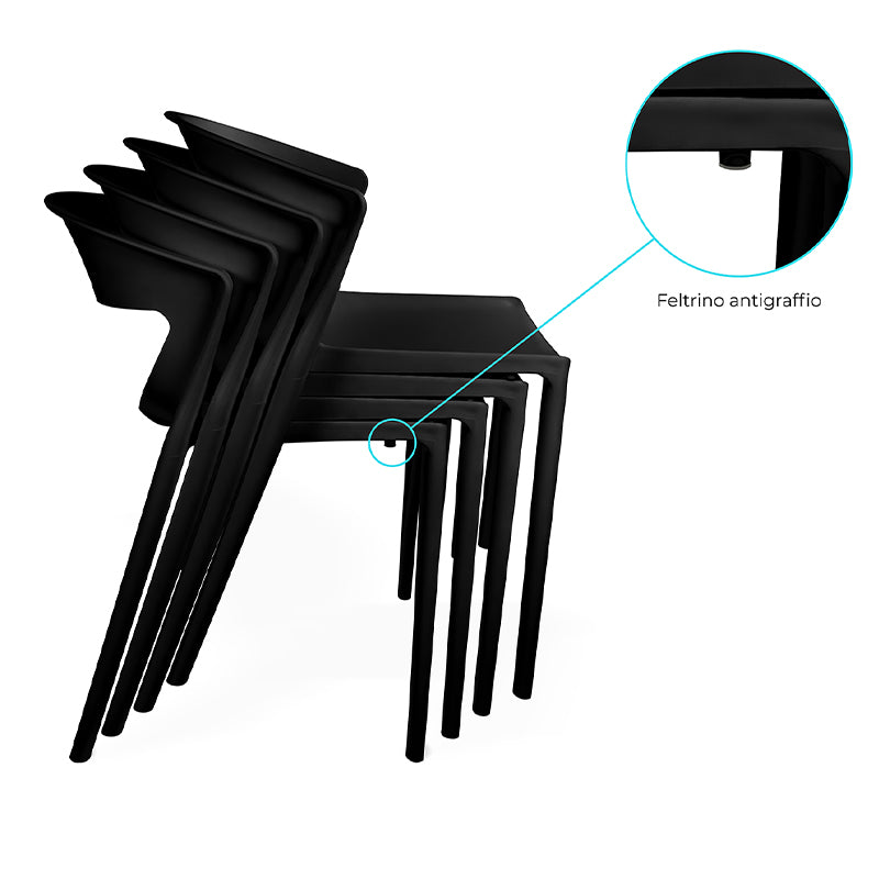 Set di 2 sedie impilabili in plastica nera – Gaia