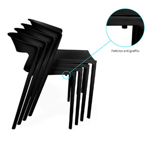 Set di 2 sedie impilabili in plastica nera – Gaia