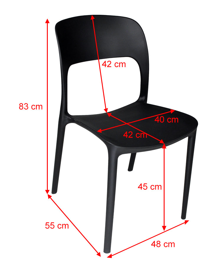 Sedia impilabile in polipropilene mod. Maya (2 pz.) Colore: Nero SD10MAPP