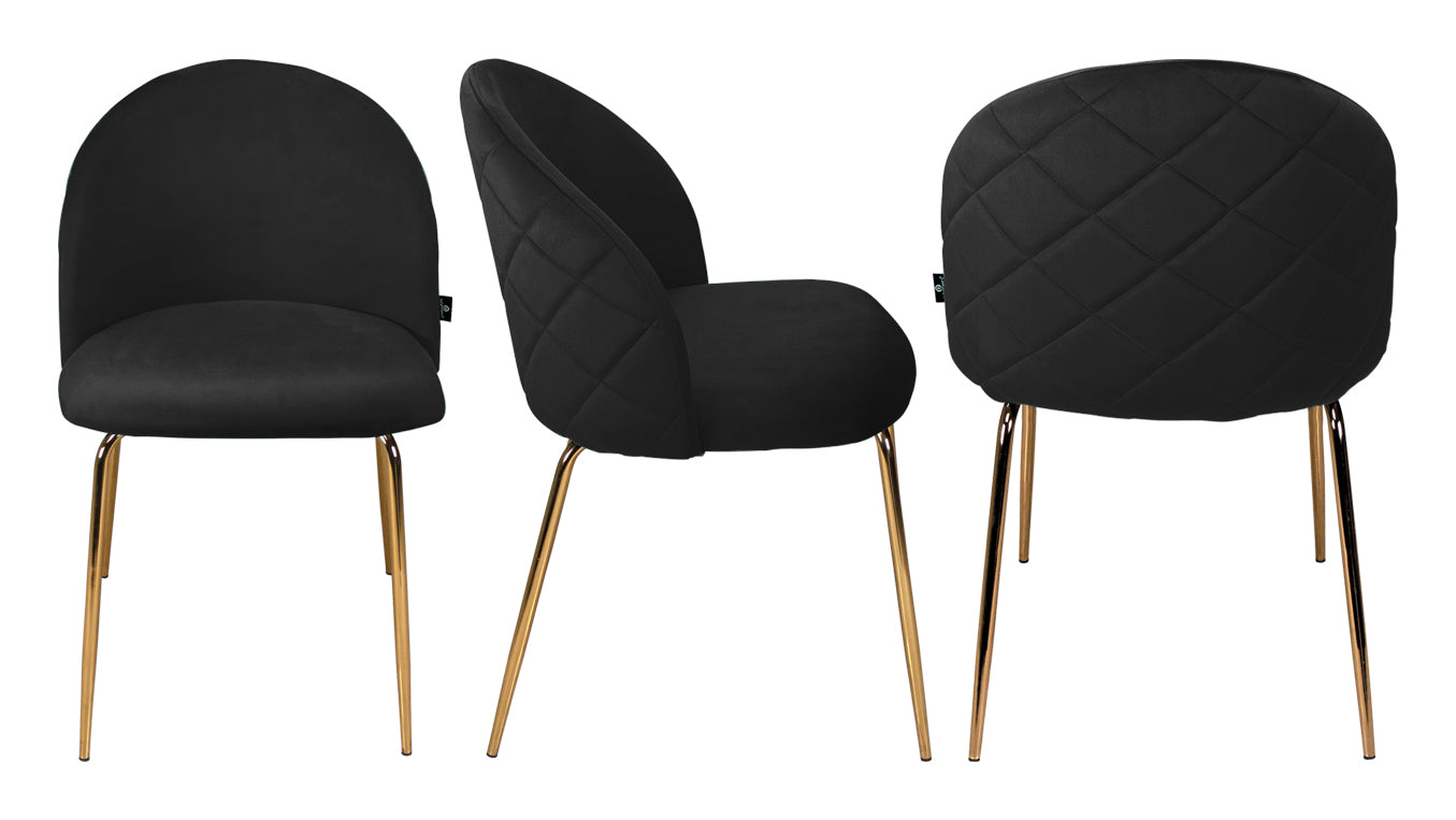 Sedia da pranzo imbottita in velluto nera (2 pz) - Nicole - SD10NIG
