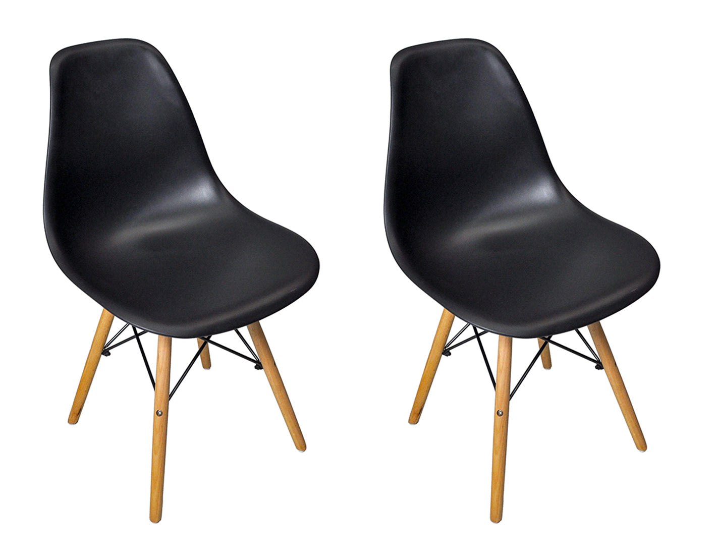 Sedia in plastica nera con gamba, piede in legno (2 pz) - Colore: Nero - SD10NOPL