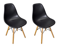 Sedia in plastica nera con gamba, piede in legno (2 pz) - Colore: Nero - SD10NOPL