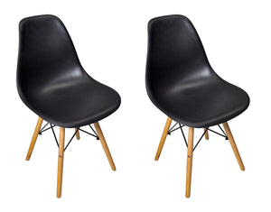 Sedia in plastica nera con gamba, piede in legno (2 pz) - Colore: Nero - SD10NOPL
