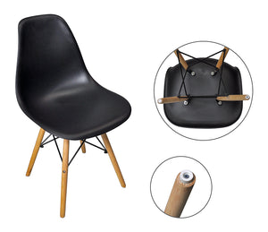 Sedia in plastica nera con gamba, piede in legno (2 pz) - Colore: Nero - SD10NOPL