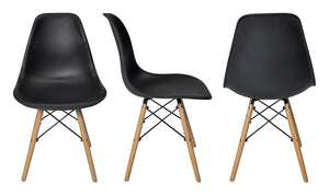 Sedia in plastica nera con gamba, piede in legno (2 pz) - Colore: Nero - SD10NOPL