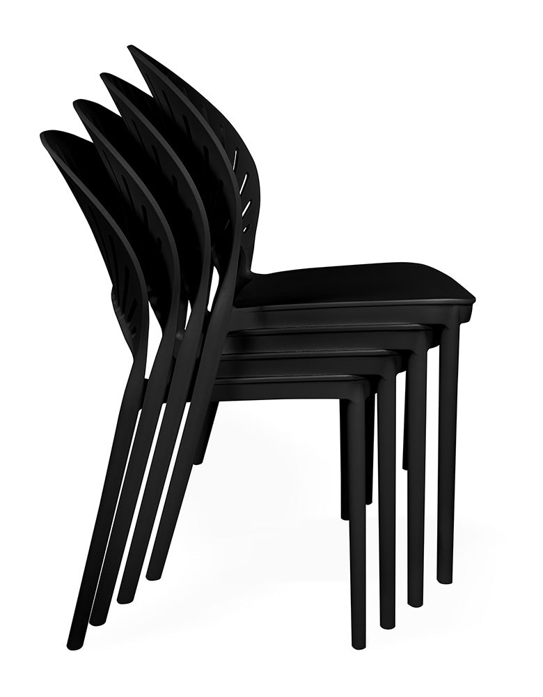 Sedia impilabile in plastica nera - Sunny (2 pz.)