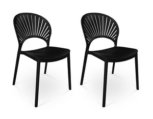 Sedia impilabile in plastica nera - Sunny (2 pz.)