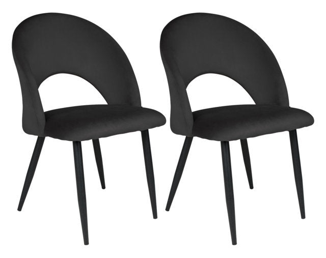 Sedia da pranzo imbottita in velluto nero - Zoe (2 pz.) SD10ZOPM