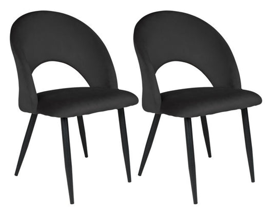 Sedia da pranzo imbottita in velluto nero - Zoe (2 pz.) SD10ZOPM