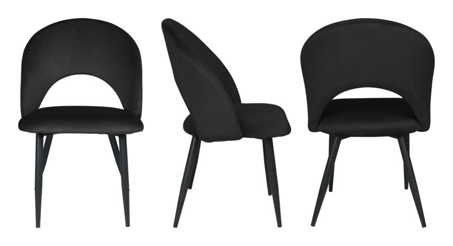 Sedia da pranzo imbottita in velluto nero - Zoe (2 pz.) SD10ZOPM