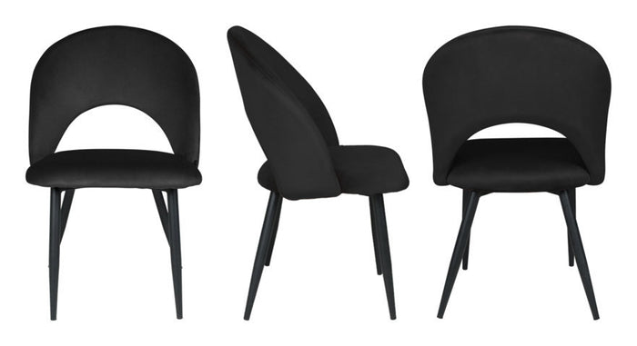 Sedia da pranzo imbottita in velluto nero - Zoe (2 pz.) SD10ZOPM