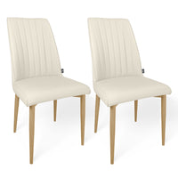 Sedia da pranzo imbottita in pelle beige – Francine (2 Pz.)