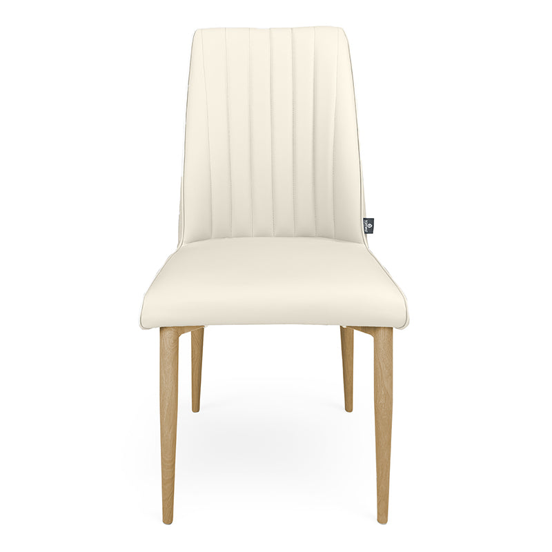 Sedia da pranzo imbottita in pelle beige – Francine (2 Pz.)