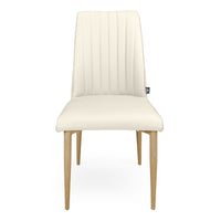 Sedia da pranzo imbottita in pelle beige – Francine (2 Pz.)